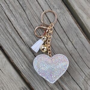 Sparkling Heart Keychain with Tassel